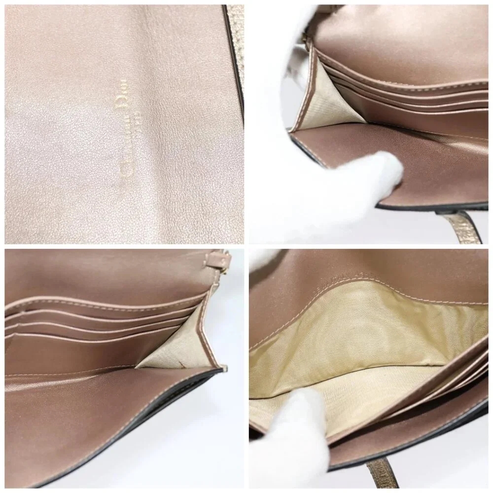 Christian Dior Saddle Chain Wallet Leather Brown Gold Auth hk2524 - Picture 15 of 16